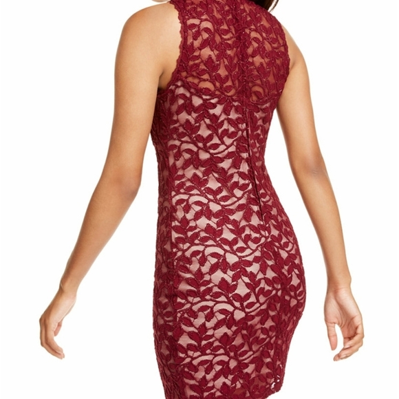 Juniors' Mock-Neck Glitter Lace Dress - Picture 2 of 4